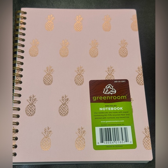 New greenroom Spiral Journal  Size 6'' X 8'' 80 sheets, 160 pgs Pink & Gold 🍍 - Picture 1 of 4